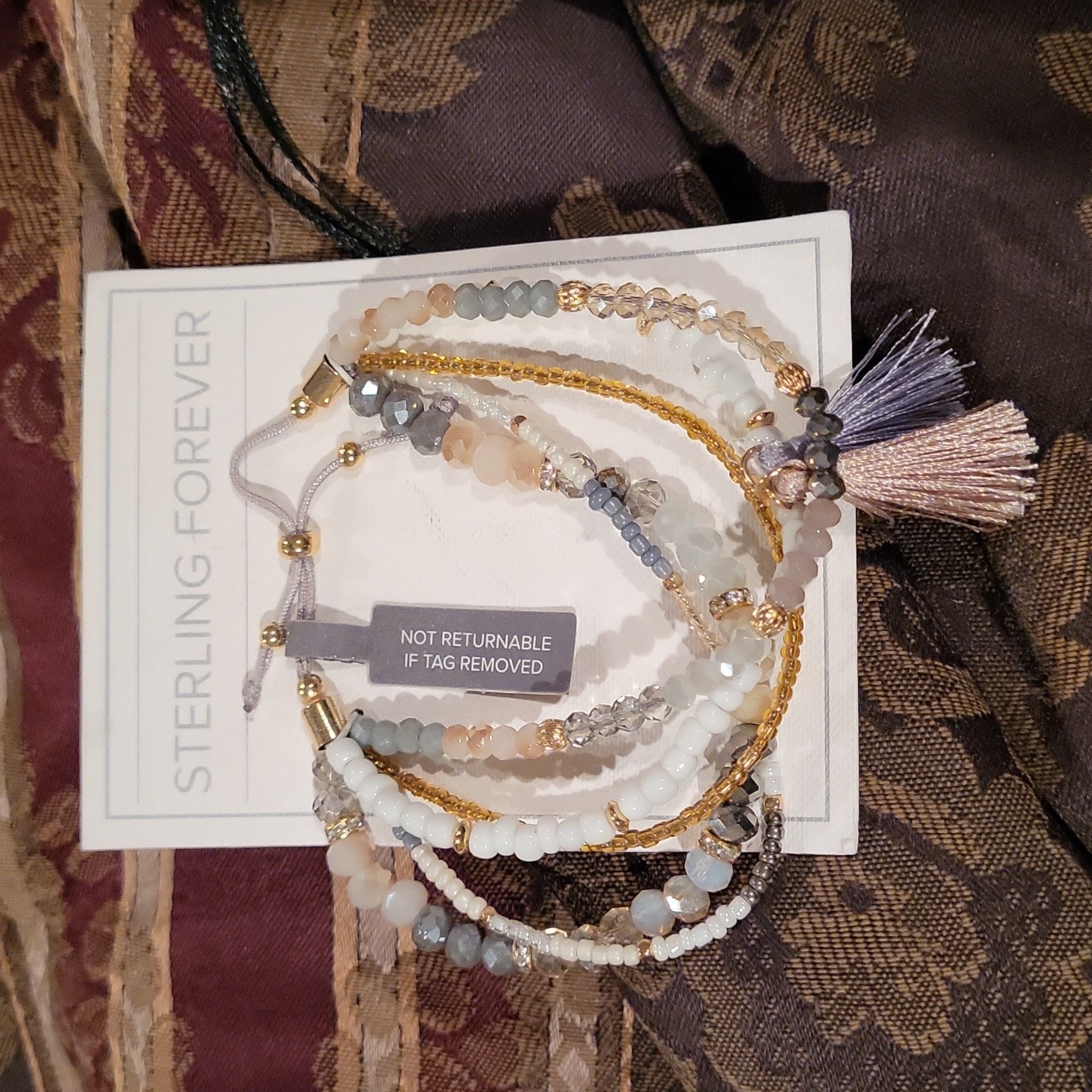 Sterling Forever Gorgeous 4 Beaded Bracelets That Fits One Size And Tassels 65$